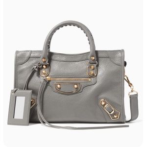 Balenciaga Grey Metallic Edge S Lambskin Leather Cross Body Bag
